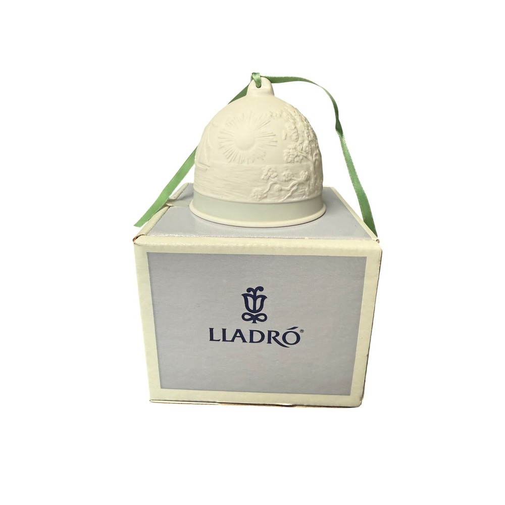 Signed Lladro Collectors Society 1992 Porcelain Bell Ornament Sailboat Sun Spain